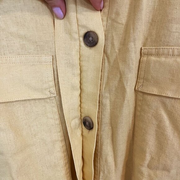 NEW Universal Thread Yellow Linen Utility Jumpsuit Tie Waist - Size 28 - Picture 6 of 9